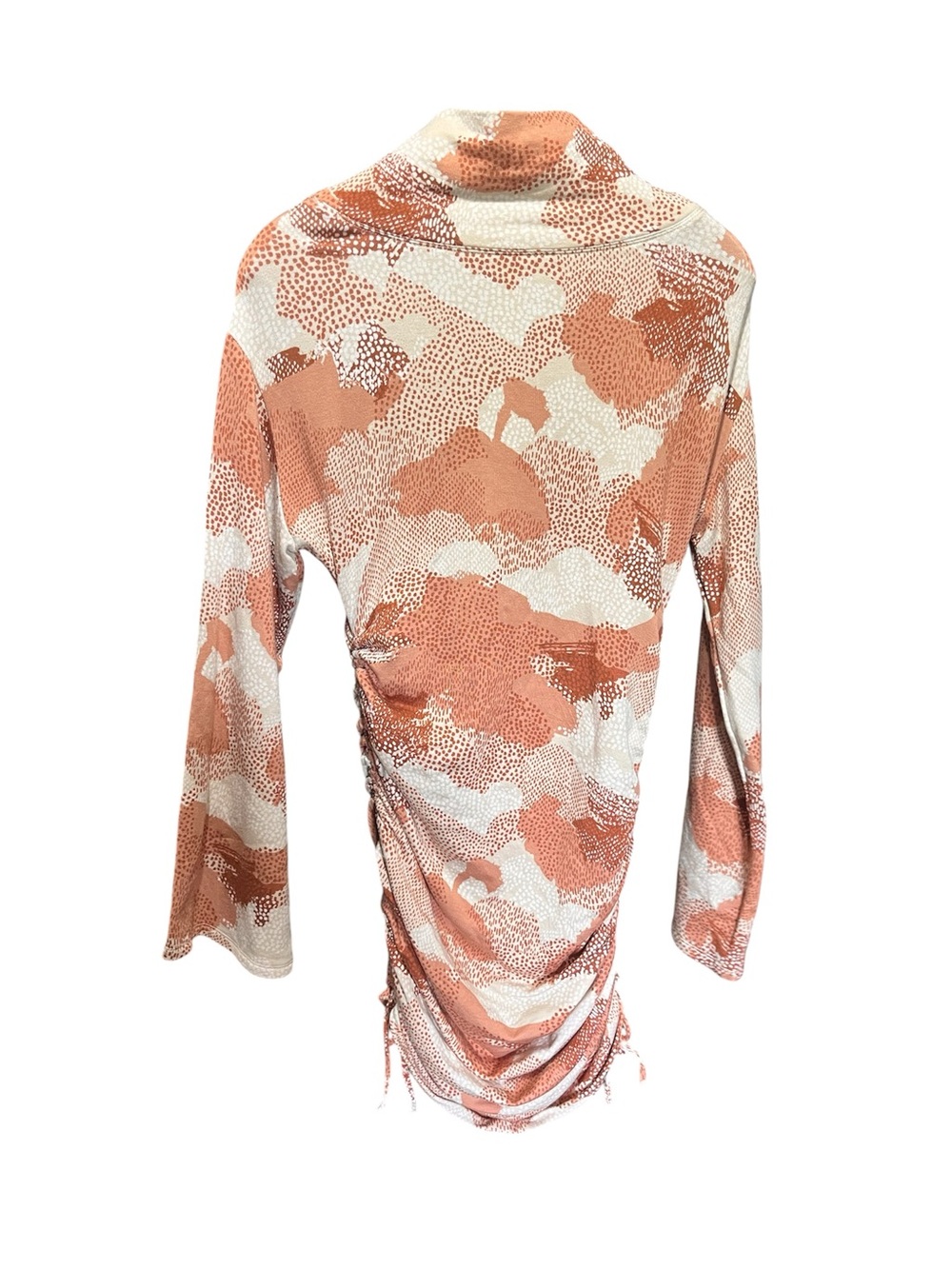Anthropologie Daily Practice Cowl Neck Ruched Long-Sleeve Dress Abstract Medium - Picture 5 of 9
